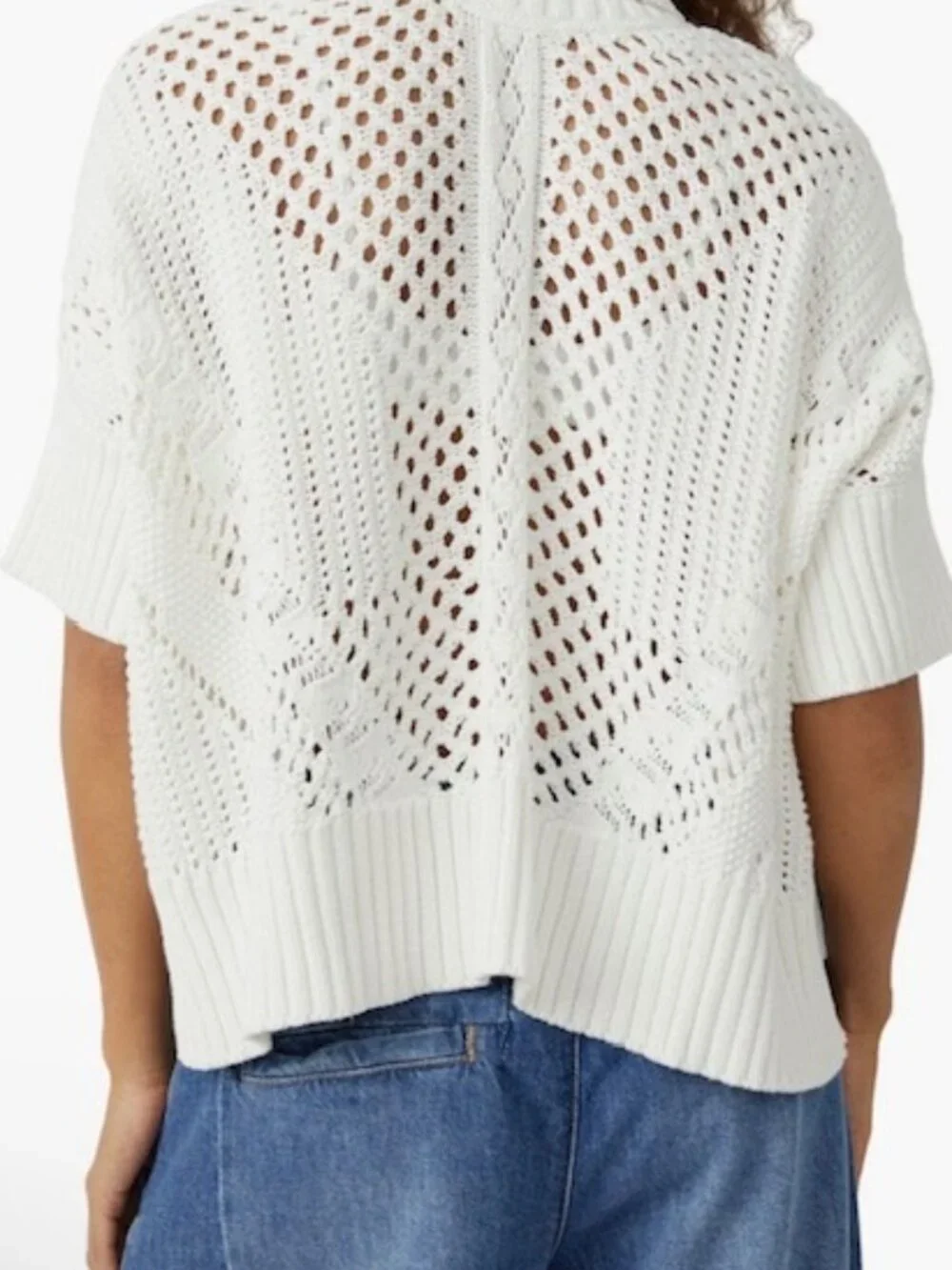 NWOT Free People To The Point Polo Sweater Optic White size- SMALL